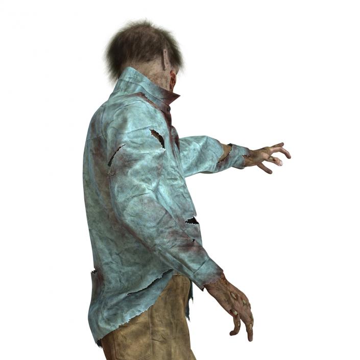 Zombie Rigged 3D Model with Hair 3D