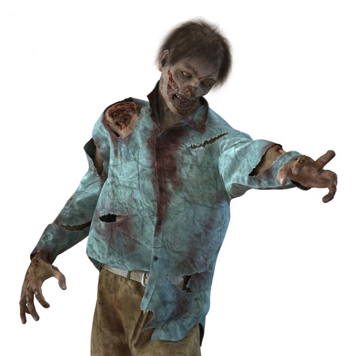 Zombie Rigged 3D Model with Hair 3D