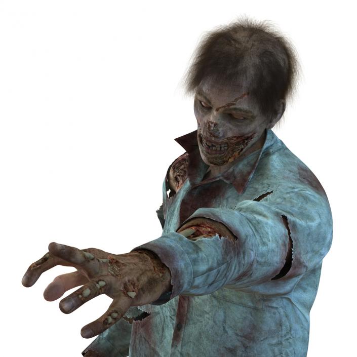 Zombie Rigged 3D Model with Hair 3D