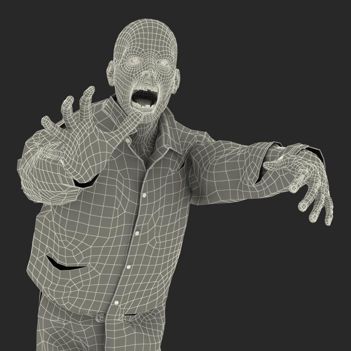 Zombie Rigged 3D Model with Hair 3D