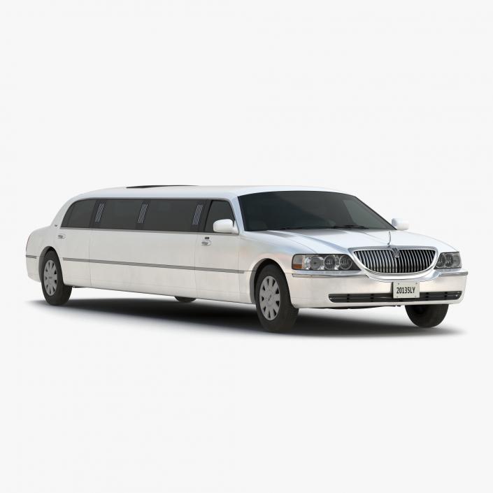 3D model Lincoln Stretch Car Limousine White