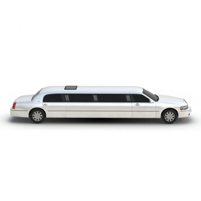 3D model Lincoln Stretch Car Limousine White