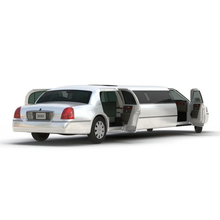 3D model Lincoln Stretch Car Limousine White