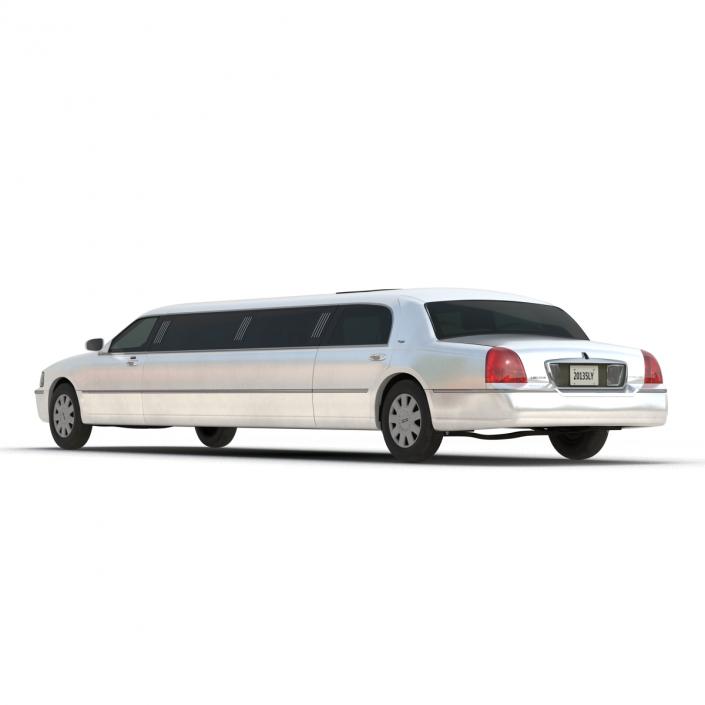 3D model Lincoln Stretch Car Limousine White