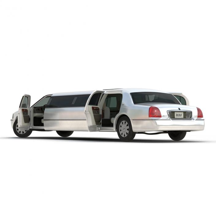 3D model Lincoln Stretch Car Limousine White