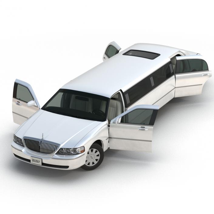 3D model Lincoln Stretch Car Limousine White