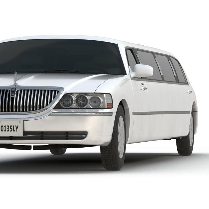 3D model Lincoln Stretch Car Limousine White