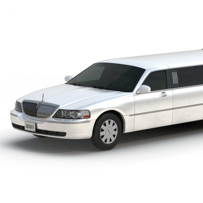 3D model Lincoln Stretch Car Limousine White