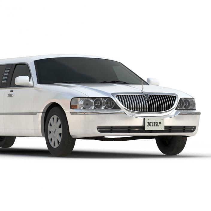 3D model Lincoln Stretch Car Limousine White