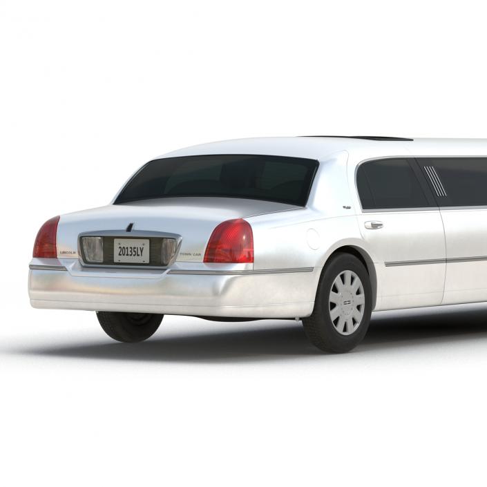 3D model Lincoln Stretch Car Limousine White