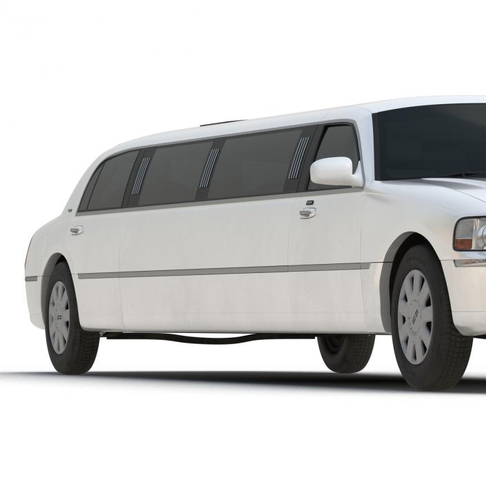 3D model Lincoln Stretch Car Limousine White