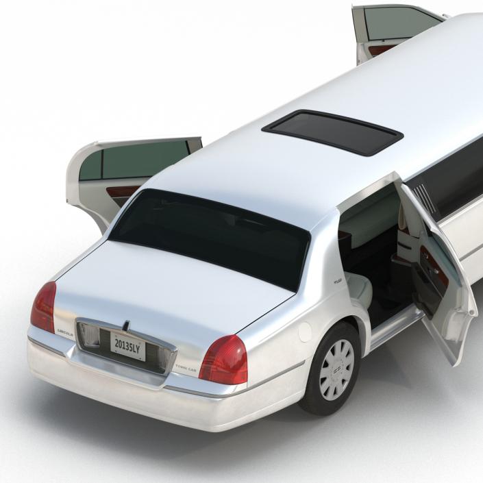 3D model Lincoln Stretch Car Limousine White