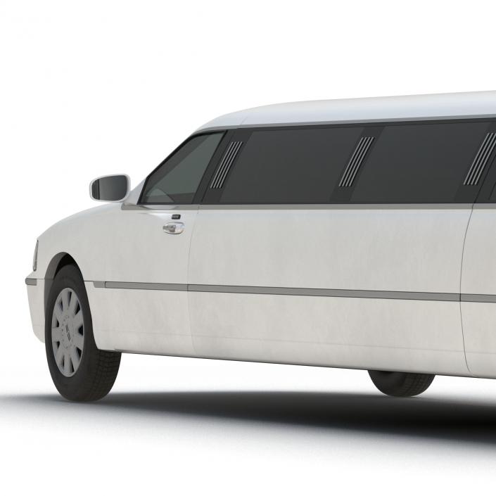 3D model Lincoln Stretch Car Limousine White