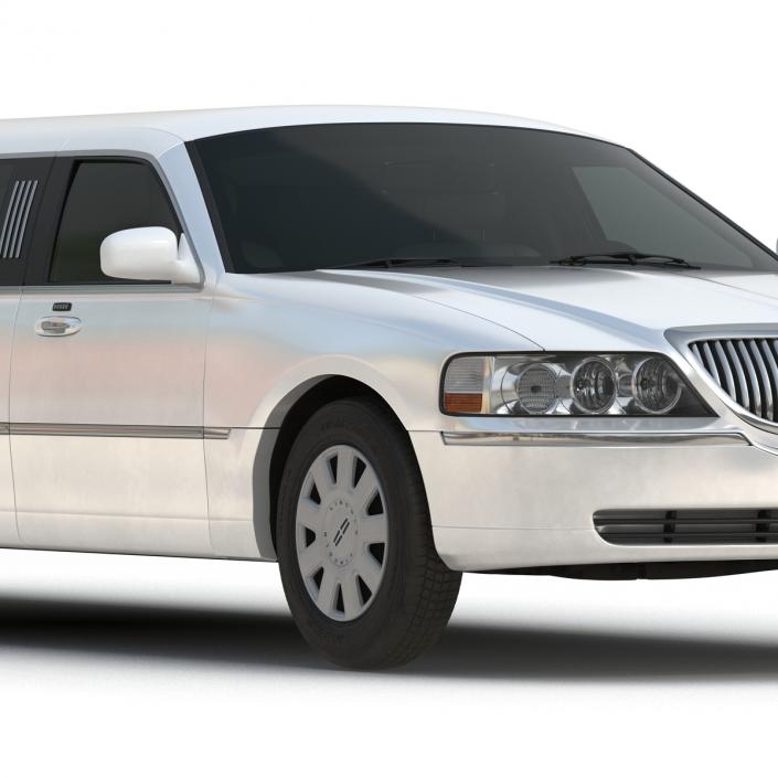 3D model Lincoln Stretch Car Limousine White