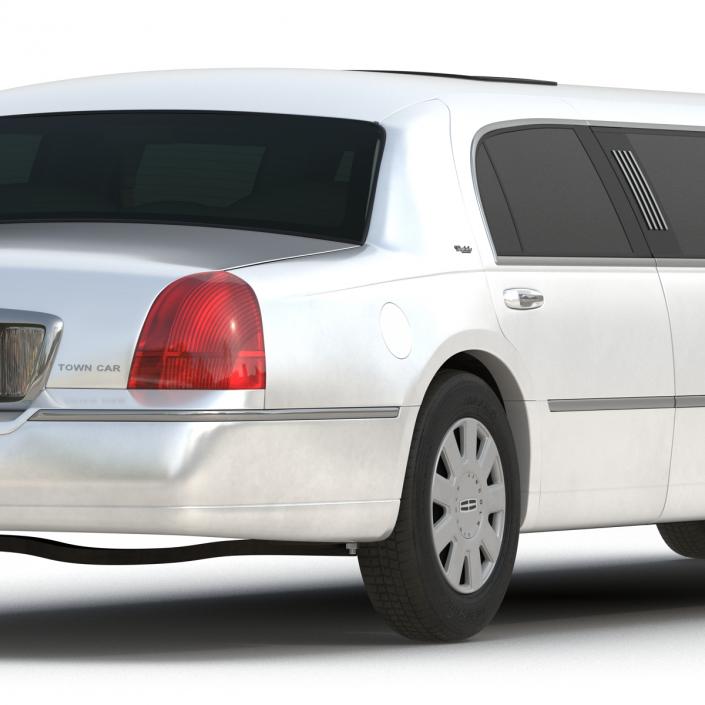 3D model Lincoln Stretch Car Limousine White