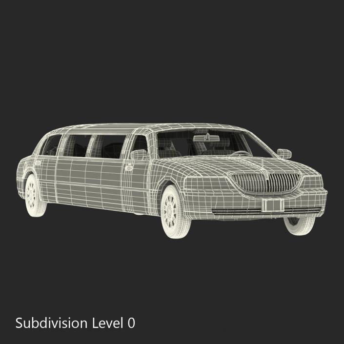 3D model Lincoln Stretch Car Limousine White