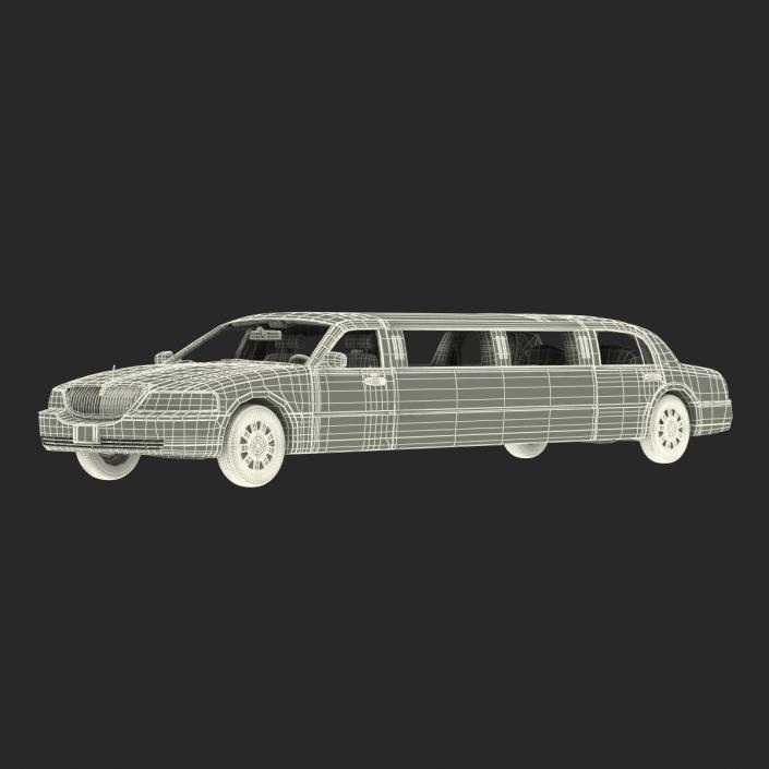 3D model Lincoln Stretch Car Limousine White