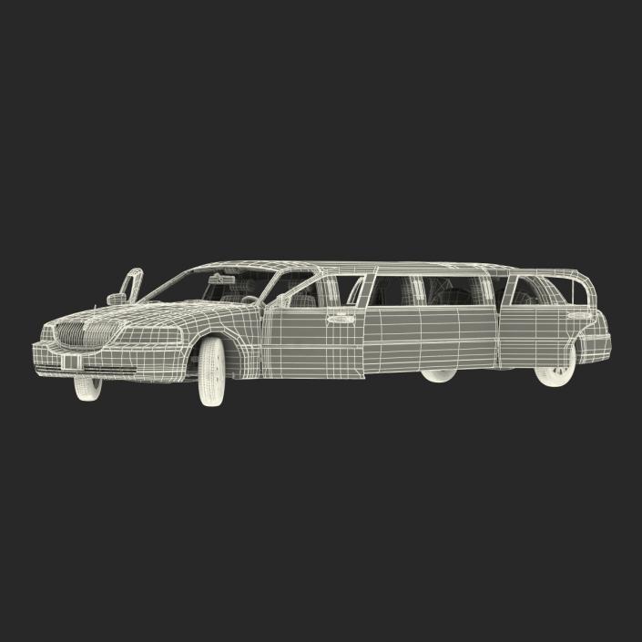 3D model Lincoln Stretch Car Limousine White