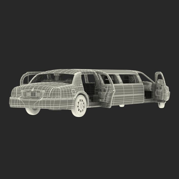 3D model Lincoln Stretch Car Limousine White