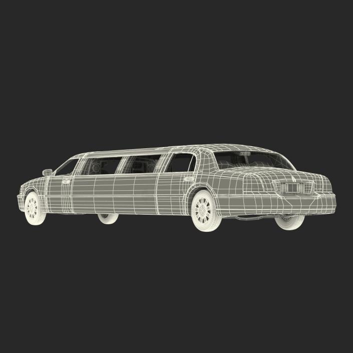 3D model Lincoln Stretch Car Limousine White