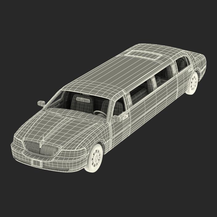 3D model Lincoln Stretch Car Limousine White