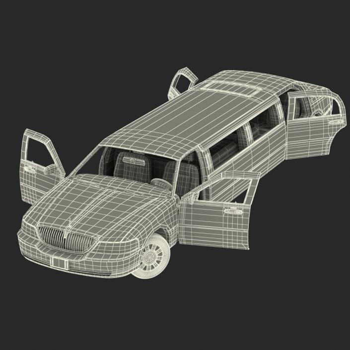 3D model Lincoln Stretch Car Limousine White