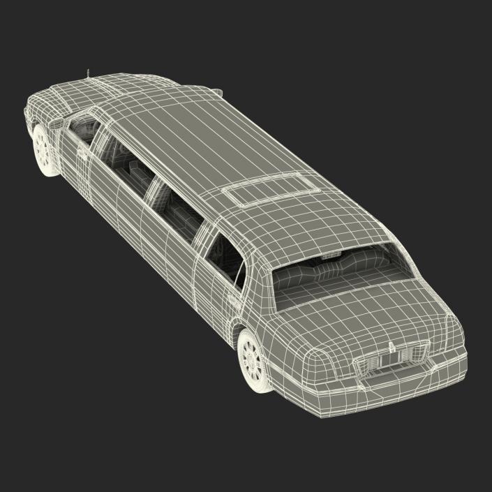 3D model Lincoln Stretch Car Limousine White