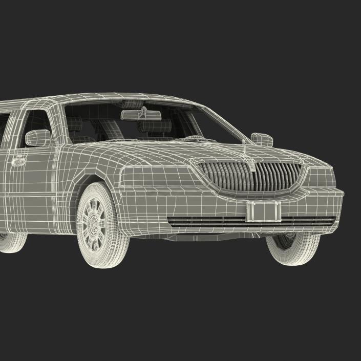 3D model Lincoln Stretch Car Limousine White