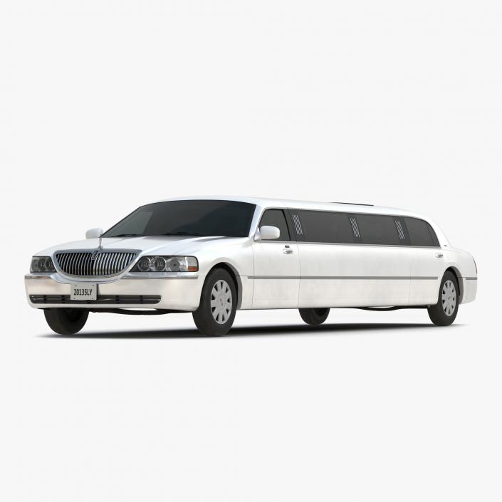 3D Lincoln Stretch Car Limousine White Simple Interior