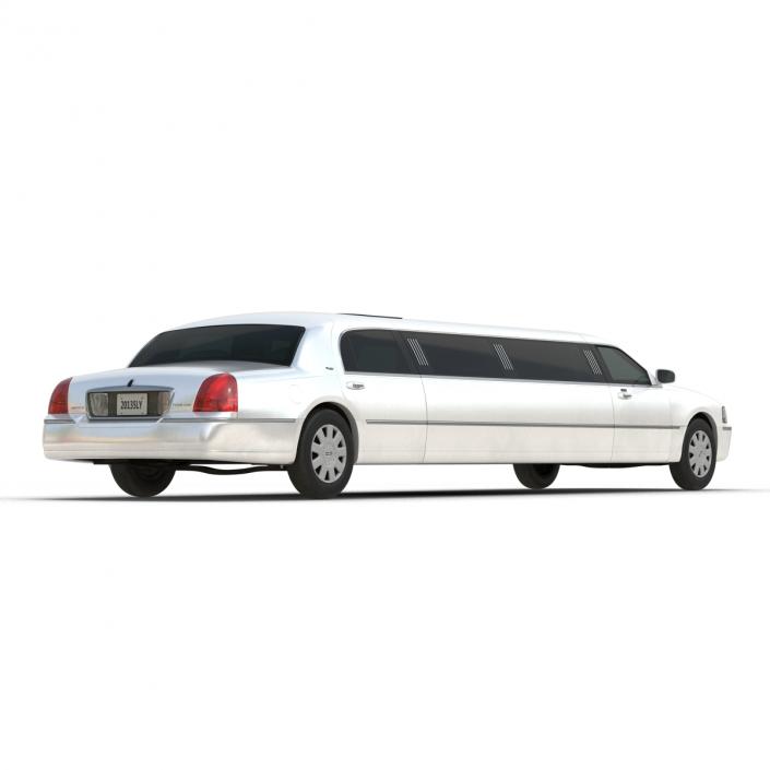 3D Lincoln Stretch Car Limousine White Simple Interior