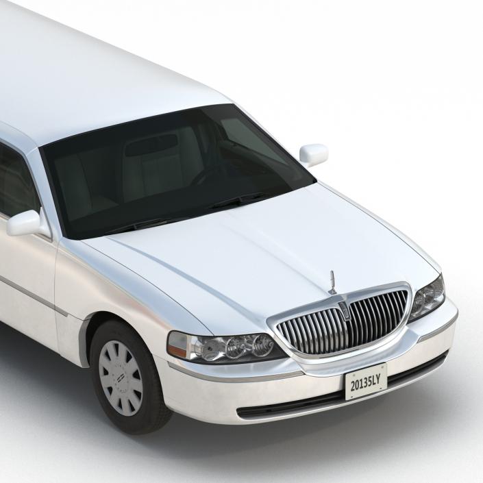 3D Lincoln Stretch Car Limousine White Simple Interior