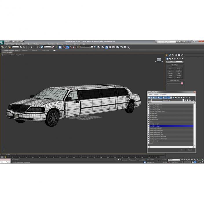 3D Lincoln Stretch Car Limousine White Simple Interior