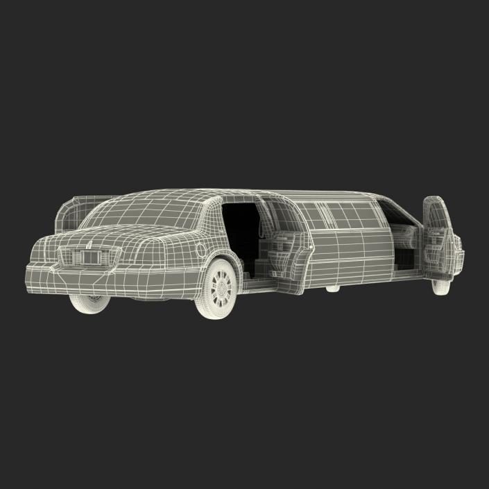 3D Lincoln Stretch Car Limousine White Simple Interior