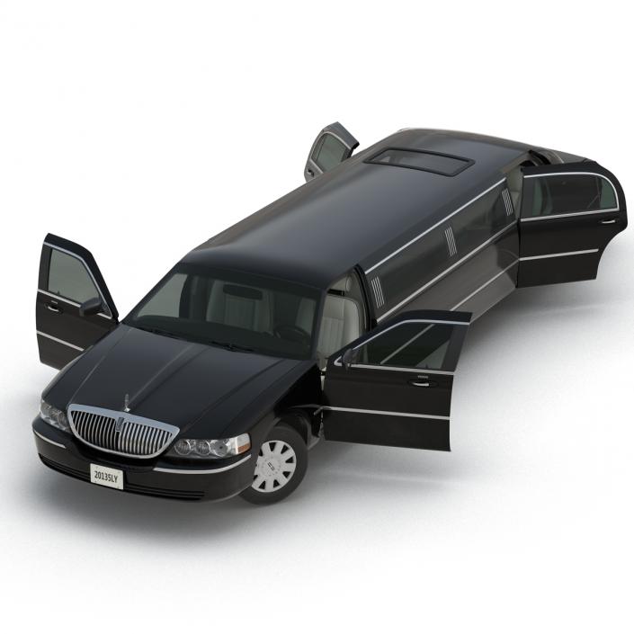 3D model Lincoln Stretch Car Limousine Black