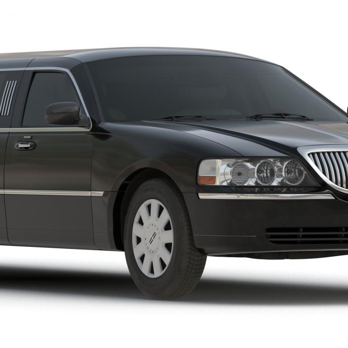 3D model Lincoln Stretch Car Limousine Black