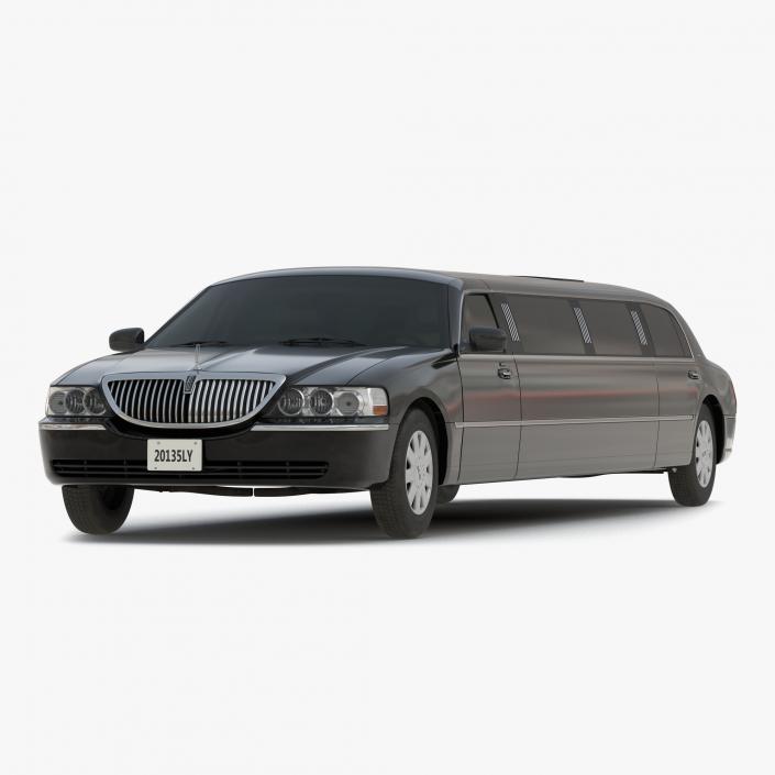 3D Lincoln Stretch Car Limousine Black Simple Interior