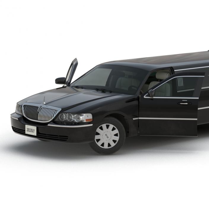 3D Lincoln Stretch Car Limousine Black Simple Interior