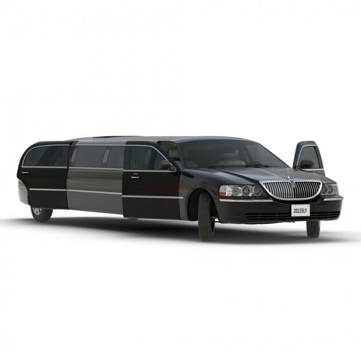 Lincoln Stretch Car Limousine Black Rigged 3D