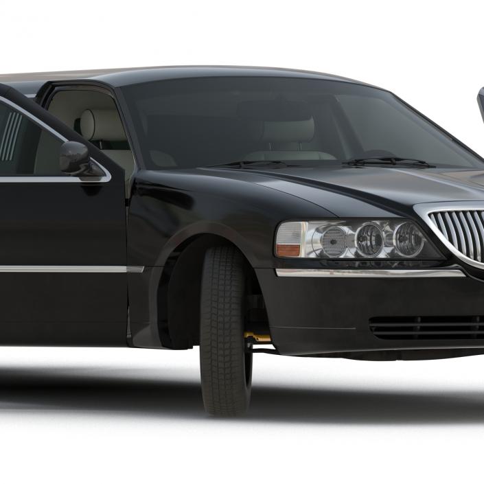 Lincoln Stretch Car Limousine Black Rigged 3D