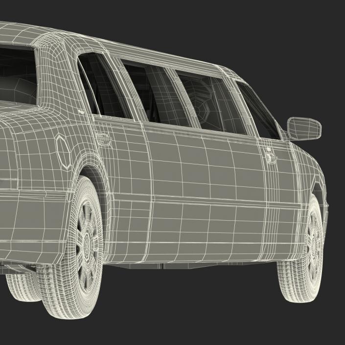 Lincoln Stretch Car Limousine Black Rigged 3D