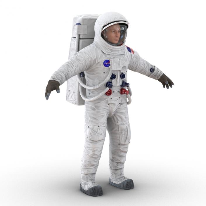 3D model Astronaut NASA Wearing Spacesuit A7L Rigged 2