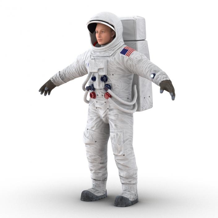 3D model Astronaut NASA Wearing Spacesuit A7L Rigged 2