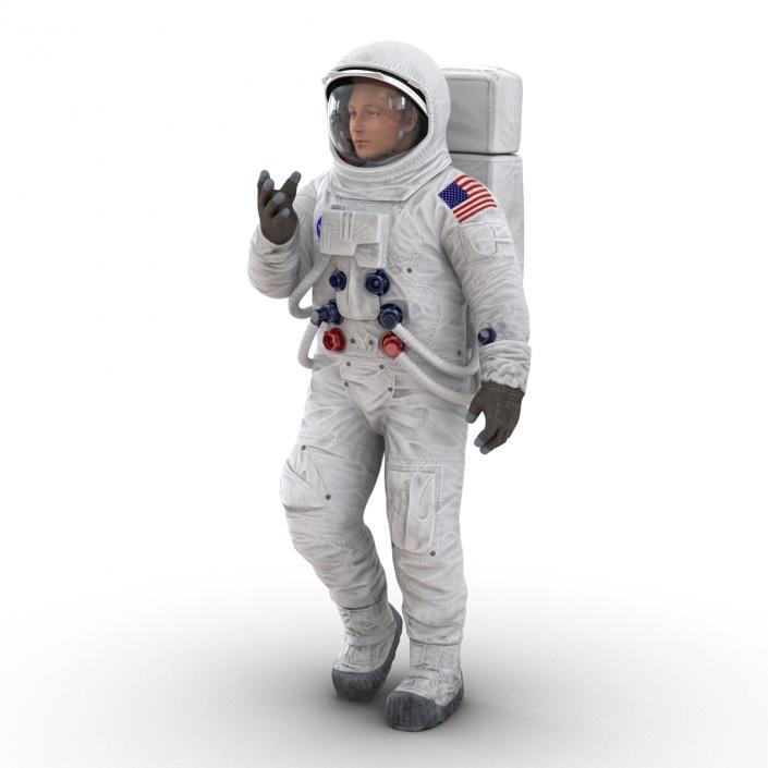 3D model Astronaut NASA Wearing Spacesuit A7L Rigged 2