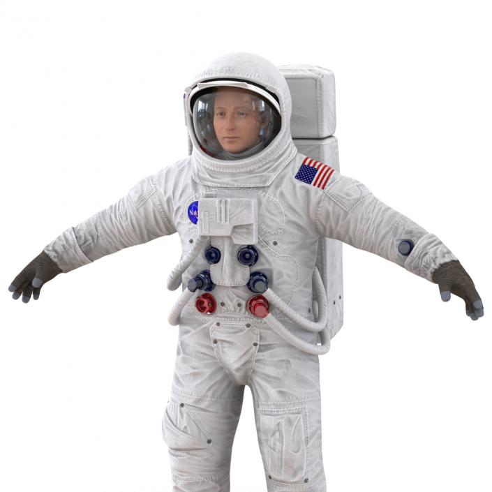 3D model Astronaut NASA Wearing Spacesuit A7L Rigged 2