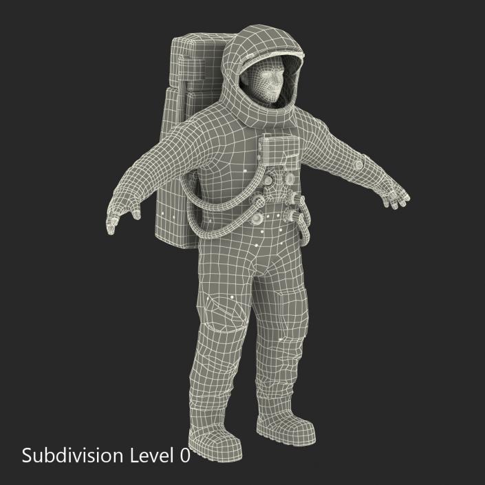 3D model Astronaut NASA Wearing Spacesuit A7L Rigged 2