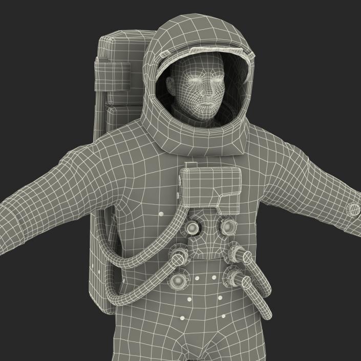 3D model Astronaut NASA Wearing Spacesuit A7L Rigged 2