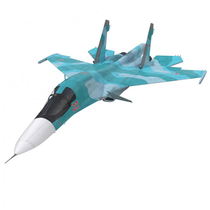 Fighter Sukhoi Su-34 Rigged 3D