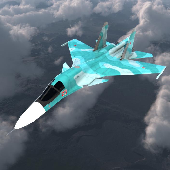 Fighter Sukhoi Su-34 Rigged 3D