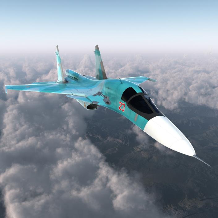 Fighter Sukhoi Su-34 Rigged 3D