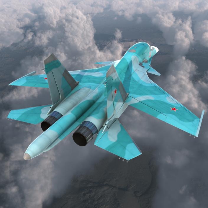 Fighter Sukhoi Su-34 Rigged 3D